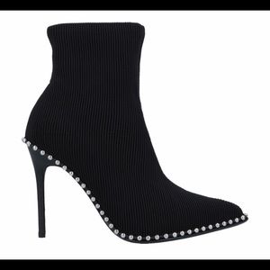 Black Eri Sock Pull On Studded Ankle Booties